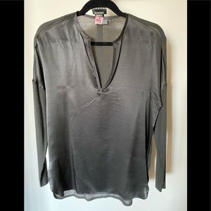 Vince silk charcoal grey top